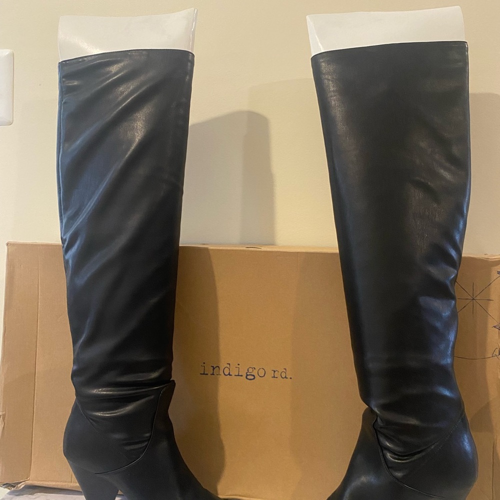 Indigo Elegant Black Over the Knee Boots
